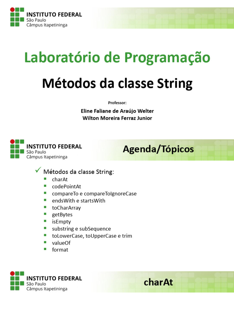 Métodos da Classe String em Java | PDF | Programação de computadores ...