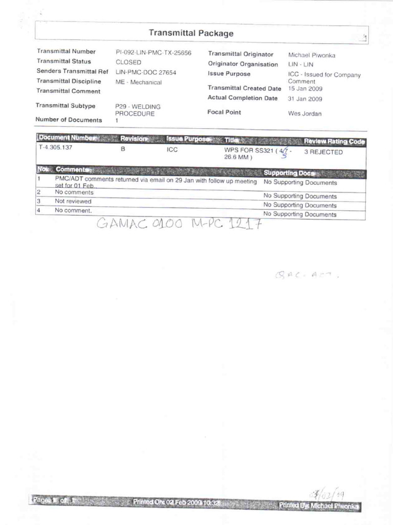 Transmittal Page - wps1 | PDF