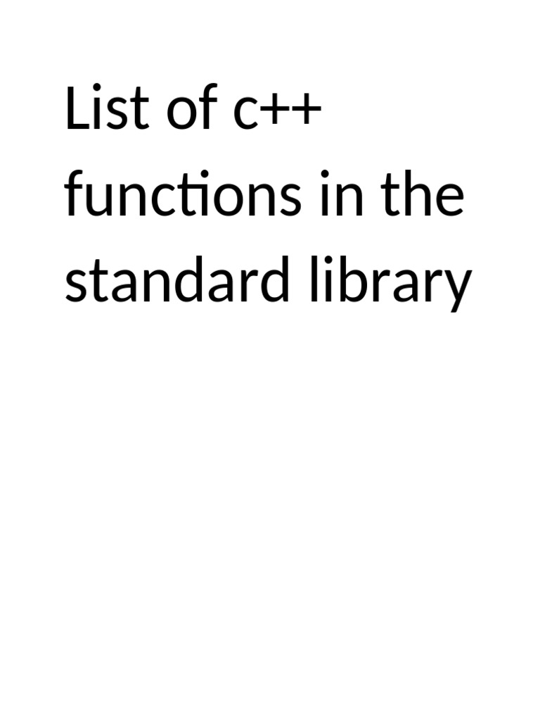 ListOf C++Functions InThe StandardLibrary | PDF | String (Computer ...