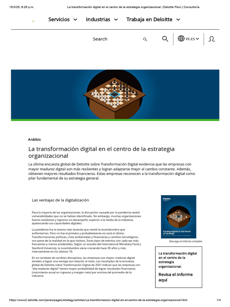 La Transformación Digital en El Centro de La Estrategia Organizacional ...