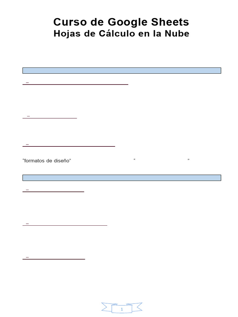 Curso Básico de Google Sheets Online | PDF | Hoja de cálculo | Software ...