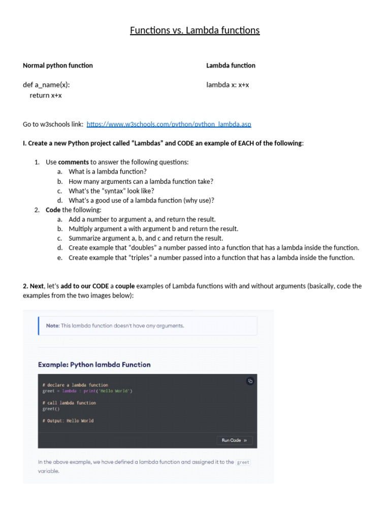 Python Functions vs. Lambda Functions Guide | PDF