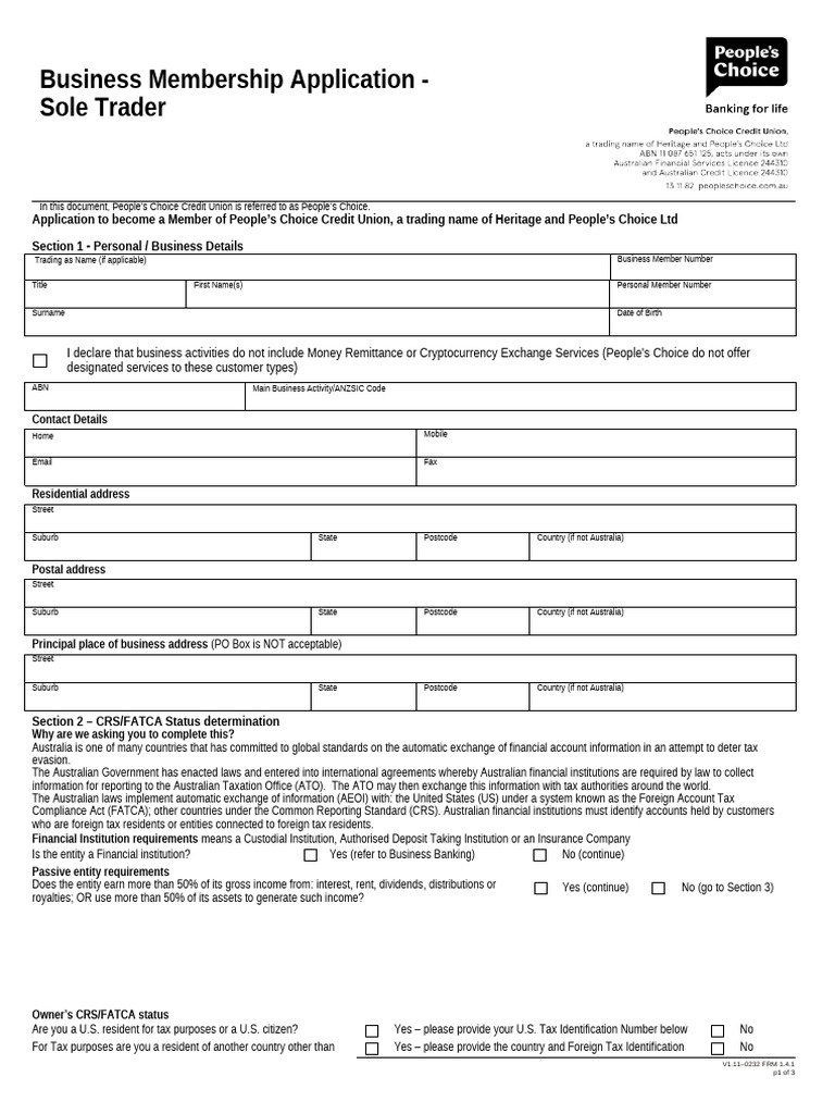 Sole Trader Membership Application Form | PDF | Taxes | Tax Exemption
