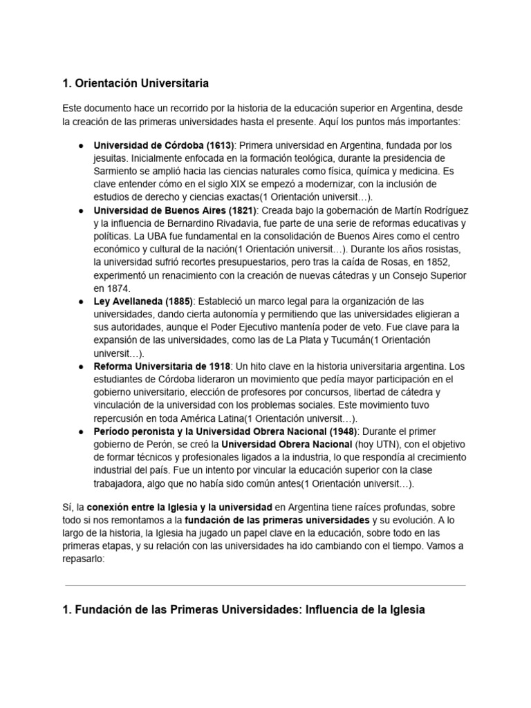 Historia de la Educación Superior en Argentina | PDF | Universidad ...