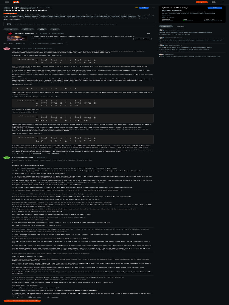 Harmonic Intervals Rmusictheory PDF Interval (Music) Scale (Music)