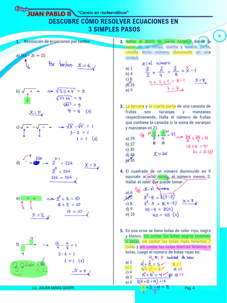 Resolver Ecuaciones en 3 Pasos | PDF