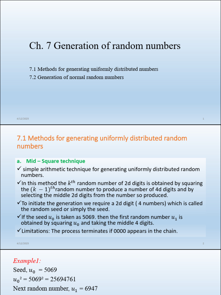 Random Number Generation Techniques | PDF | Mathematics | Mathematical ...