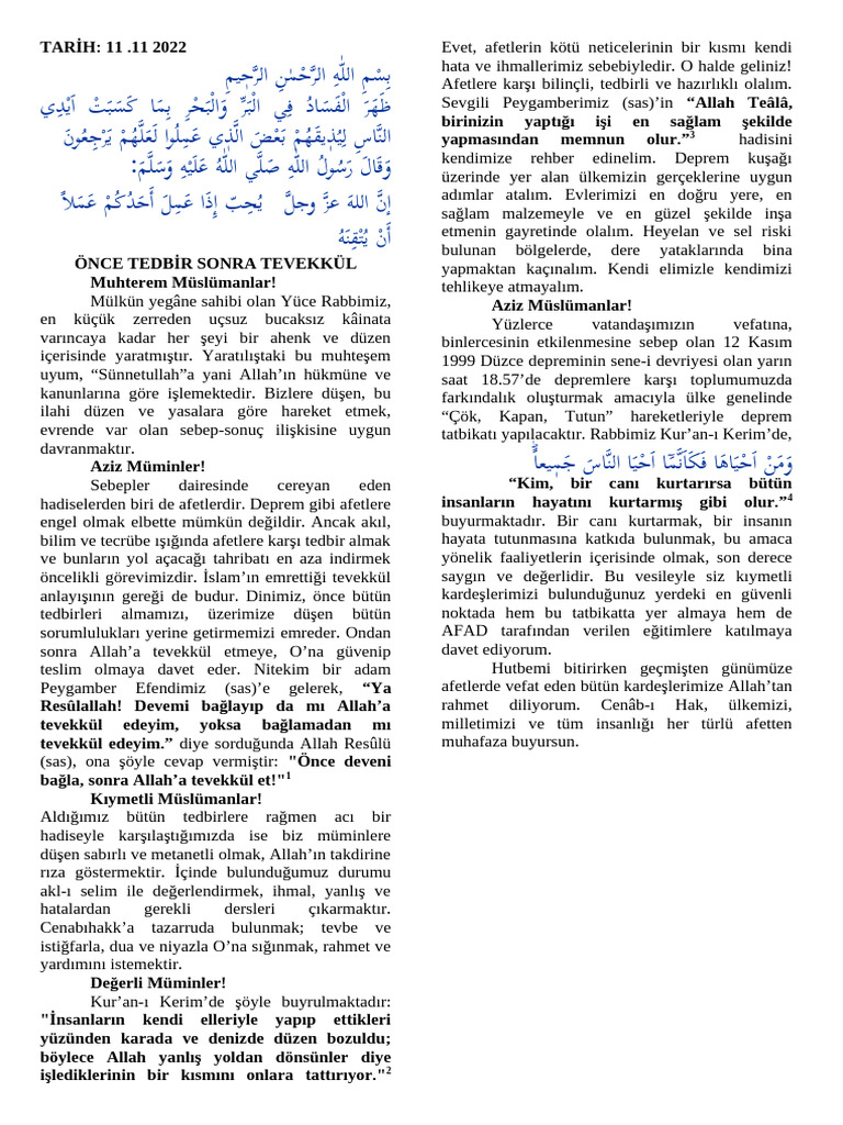 Once Tedbir Sonra Tevekkul | PDF