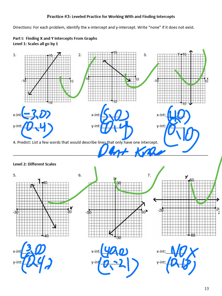 Finding X and Y Intercepts Practice | PDF | Graph Theory | Mathematical ...
