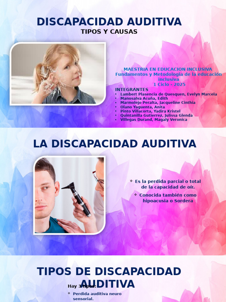Tipos y Causas de Discapacidad Auditiva | PDF | Escuchando | Invalidez