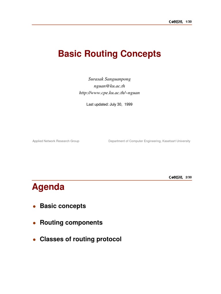Basic Routing Concepts: Surasak Sanguanpong Nguan@ku - Ac.th | PDF ...
