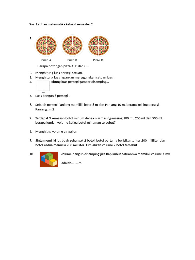 Soal Latihan Matematika Kelas 4 Semester 2 | PDF