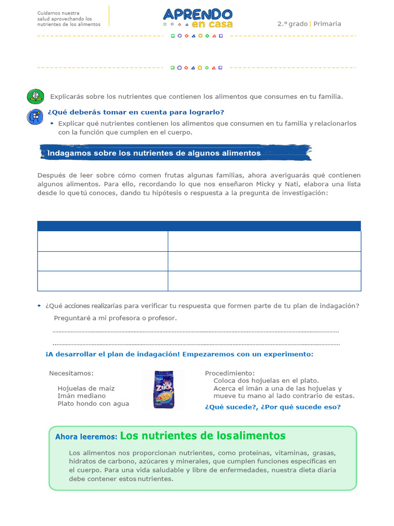 Nutrientes en Alimentos para Niños | PDF | Alimentos | Nutrición