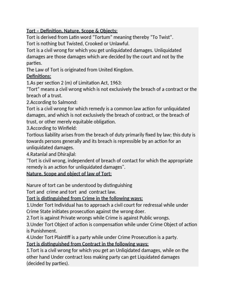 Understanding Tort: Definition & Scope | PDF | Tort | Damages