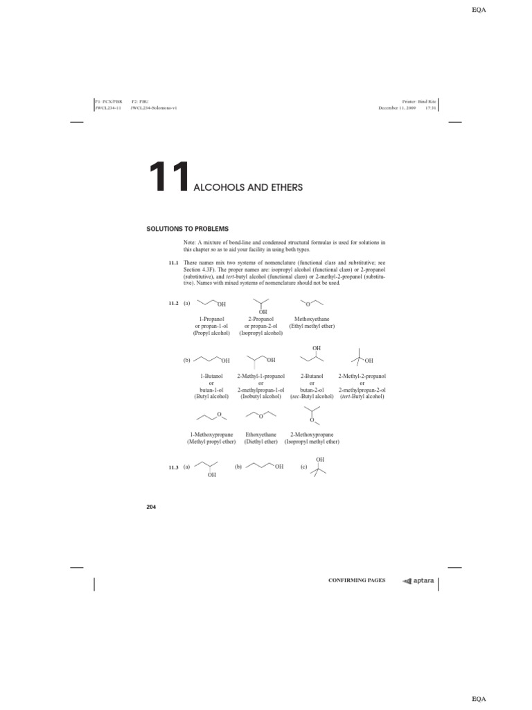 Solutions for Alcohols and Ethers | PDF | Ether | Alcohol