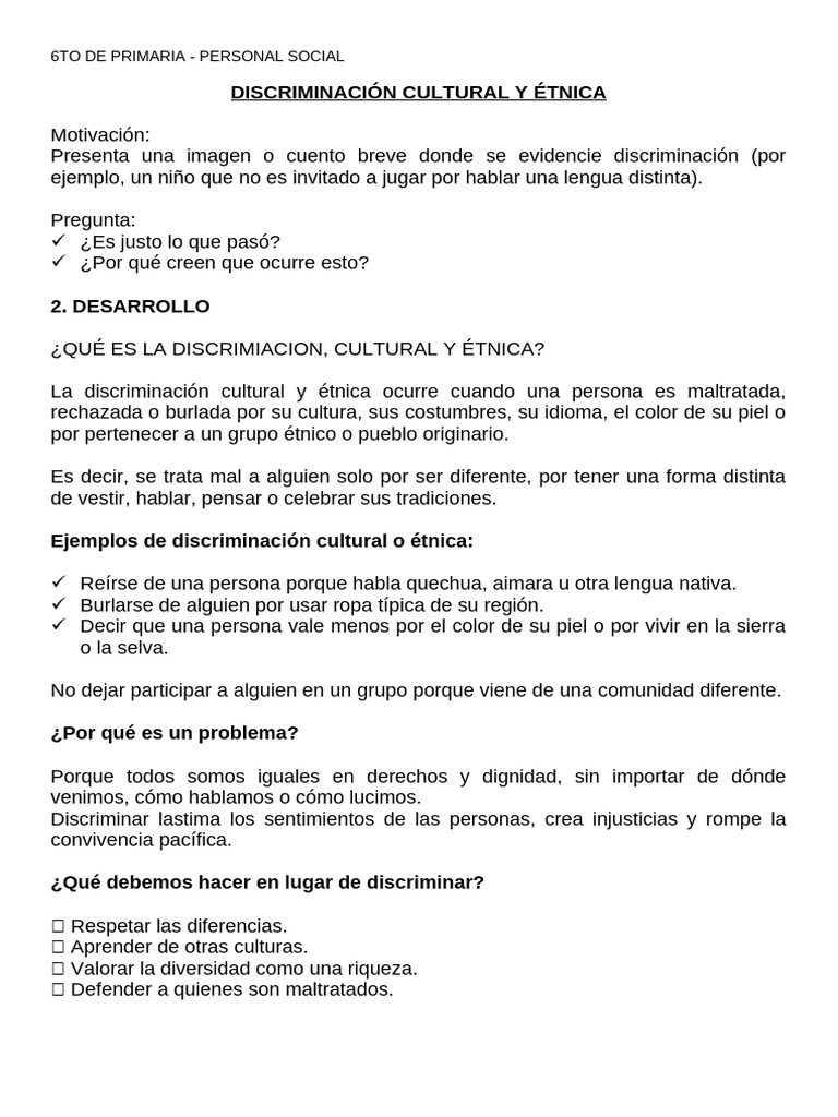 Discriminación Cultural y Étnica en Niños | PDF | Discriminación