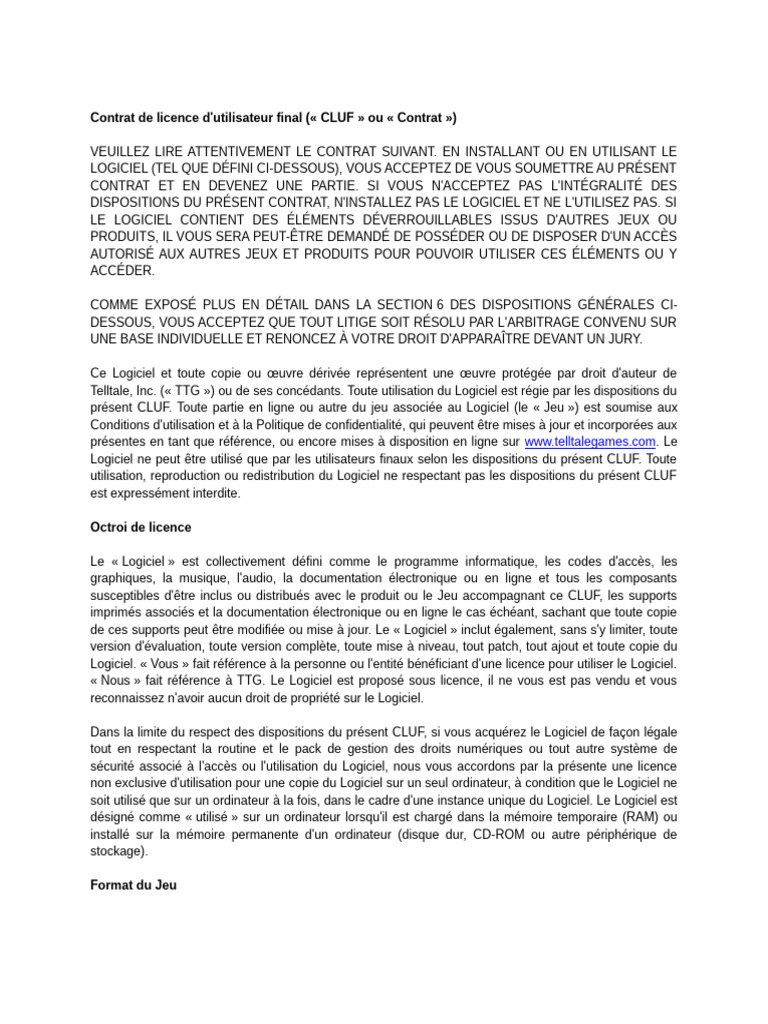 Contrat de Licence Utilisateur Final (CLUF) | PDF | Logiciel | Arbitrage