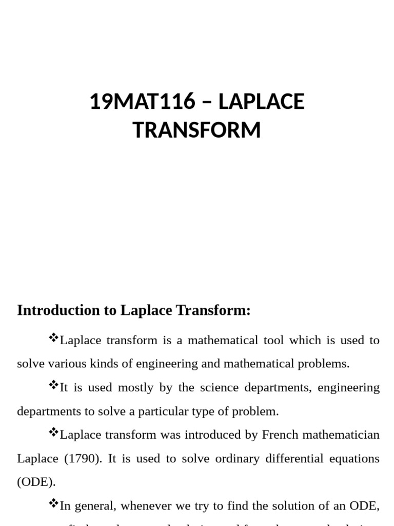 L1 - 1 - Laplace Transforms Defn (2) | PDF | Ordinary Differential ...