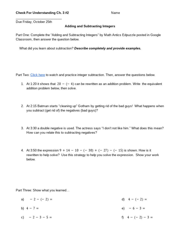 Check For Understanding Ch. 3 #2 | PDF
