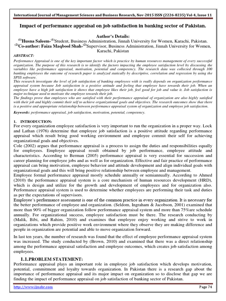 Impact of Performance Appraisal On Job Satisfaction | PDF | Performance ...