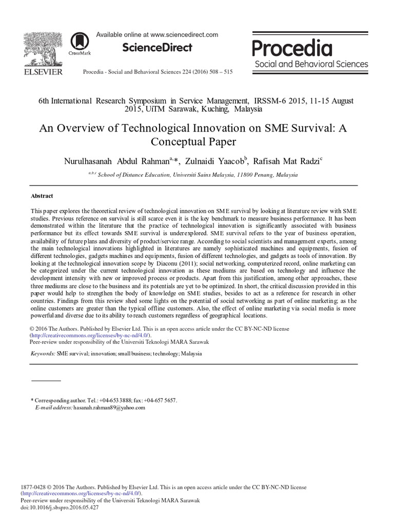 Technological Innovation and SME Survival | PDF | Small And Medium ...