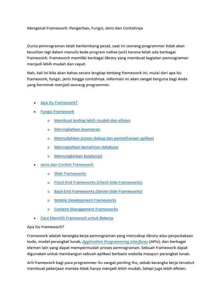 Memahami Framework dalam Pemrograman | PDF