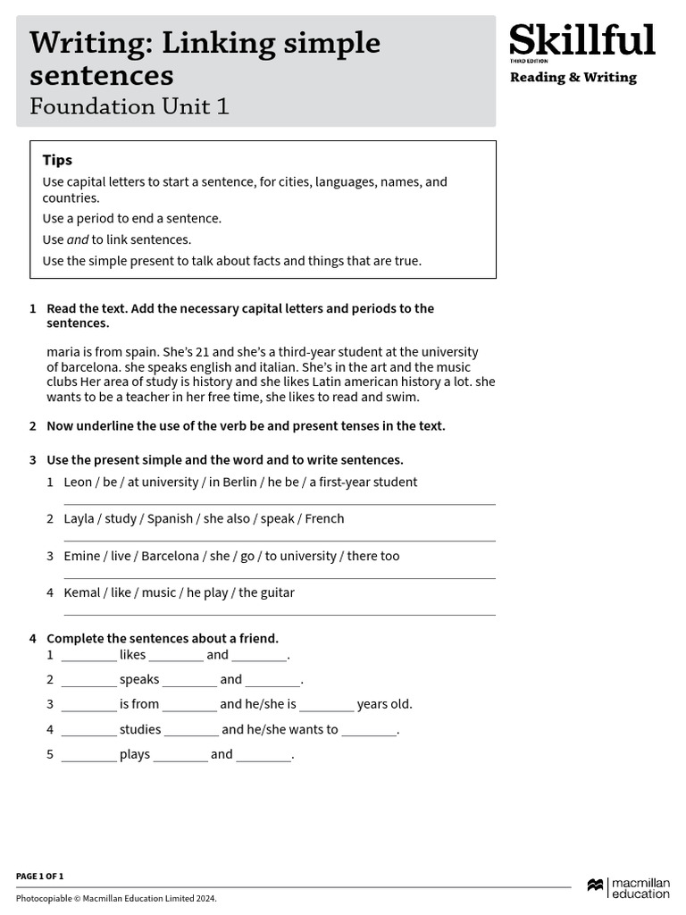 SK3e TRCF RW Writing WS U1 | PDF