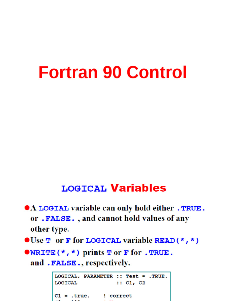 Fortran 90 Control and Arrays Guide | PDF