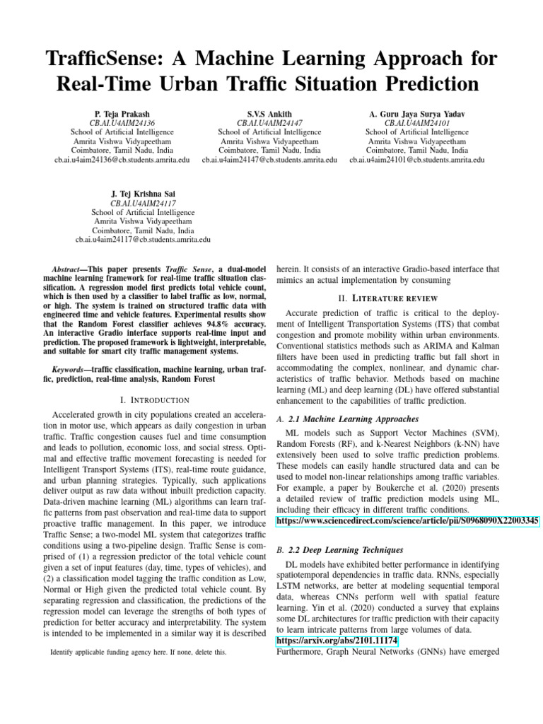 Real-Time Urban Traffic Prediction System | PDF | Machine Learning ...
