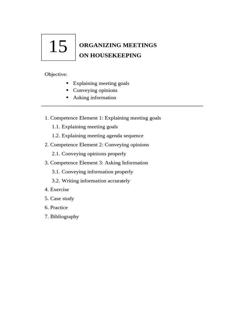 Housekeeping Meeting Organization Guide | PDF | Intention | Communication