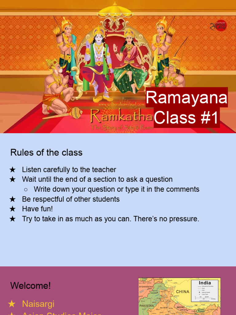 Introduction to the Ramayana Class | PDF | Rama | Ramayana