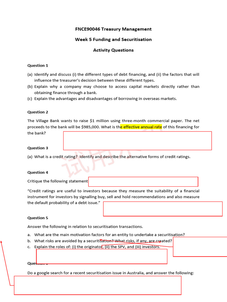 Treasury Management: Funding & Securitisation | PDF | Financial Risk ...