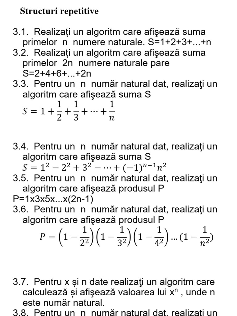 S16 Probleme Structuri Repetitive | PDF