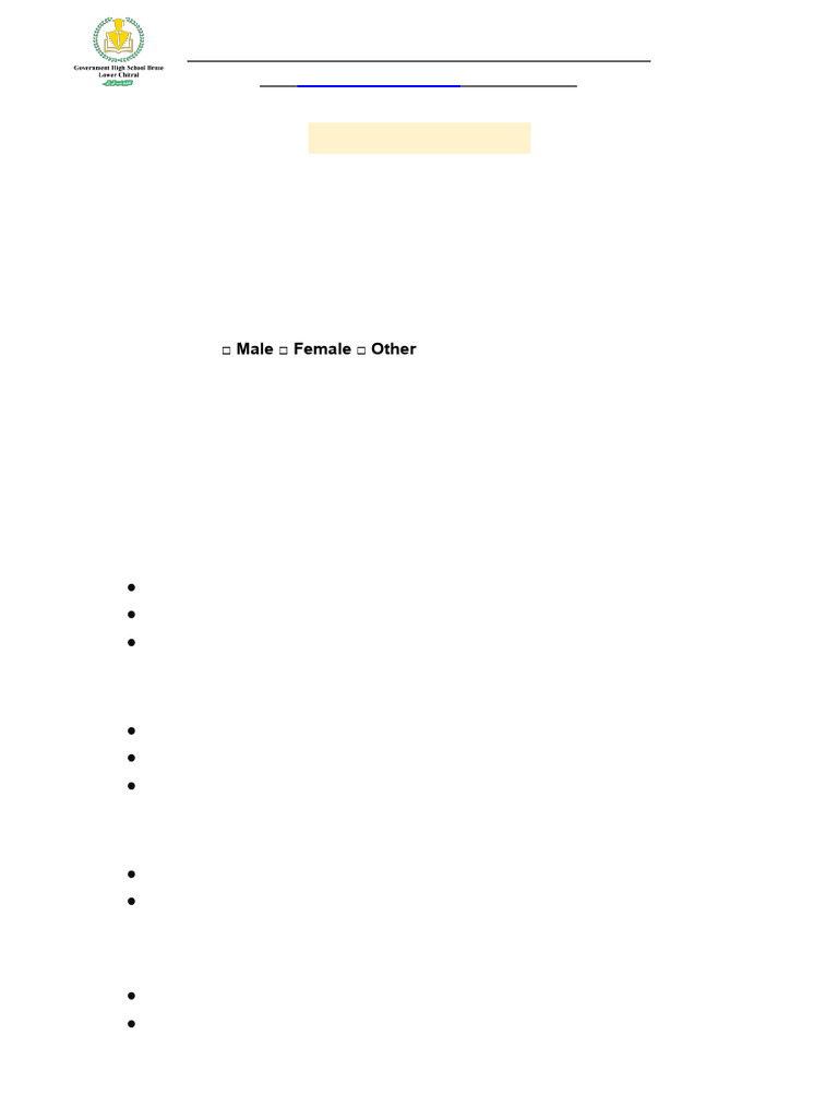 Admission Form School | PDF