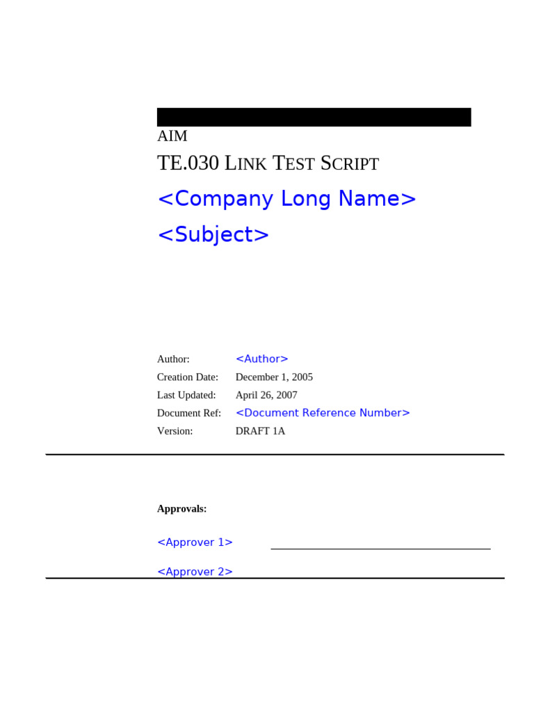 Afa C-Te-030 Link Test Script | PDF | Specification (Technical Standard ...