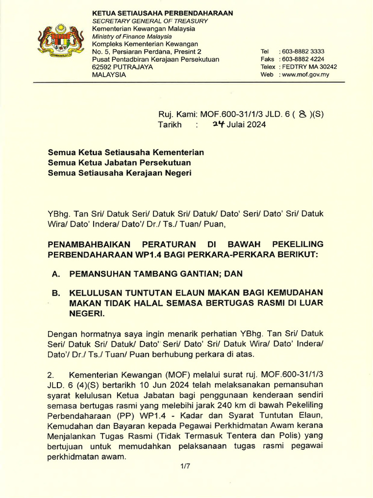 SURAT EDARAN PENAMBAHBAIKAN PERATURAN DI BAWAH PEKELILING ...