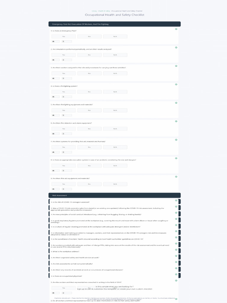 GoAudits - Occupational Health and Safety Checklist (Sample) | PDF
