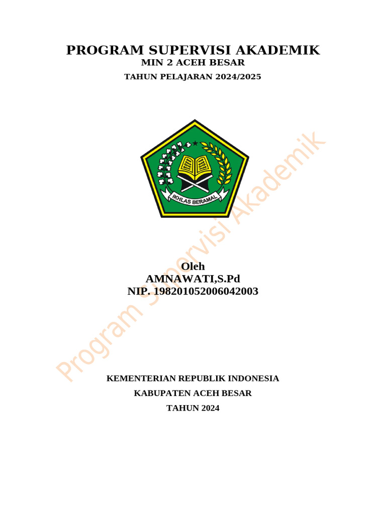 Program Supervisi MIN 2 Aceh Besar 2024 | PDF