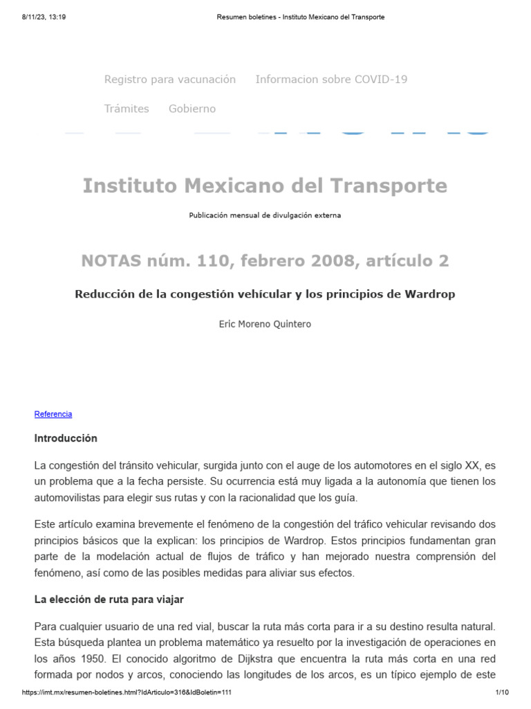 Congestión y Principios de Wardrop | PDF | Transporte | La congestión ...