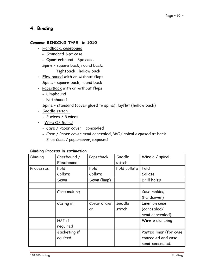 4 Binding Process p19-20 | PDF | Bookbinding | Hardcover