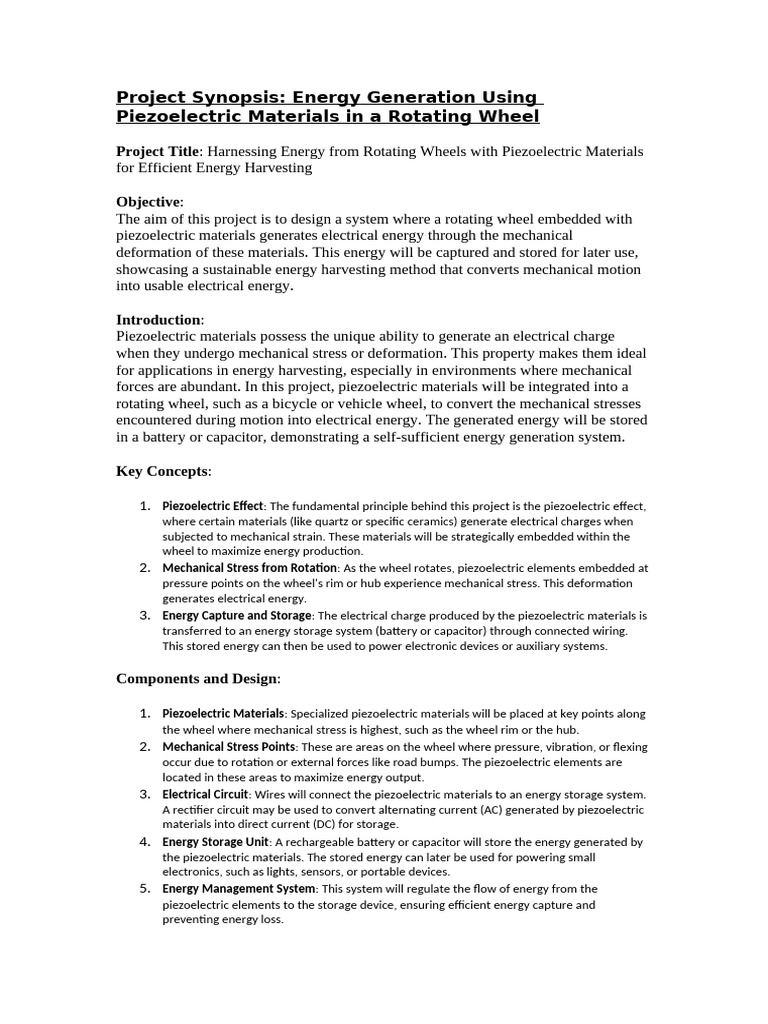 Piezoelectric Energy from Rotating Wheels | PDF | Energy Harvesting ...