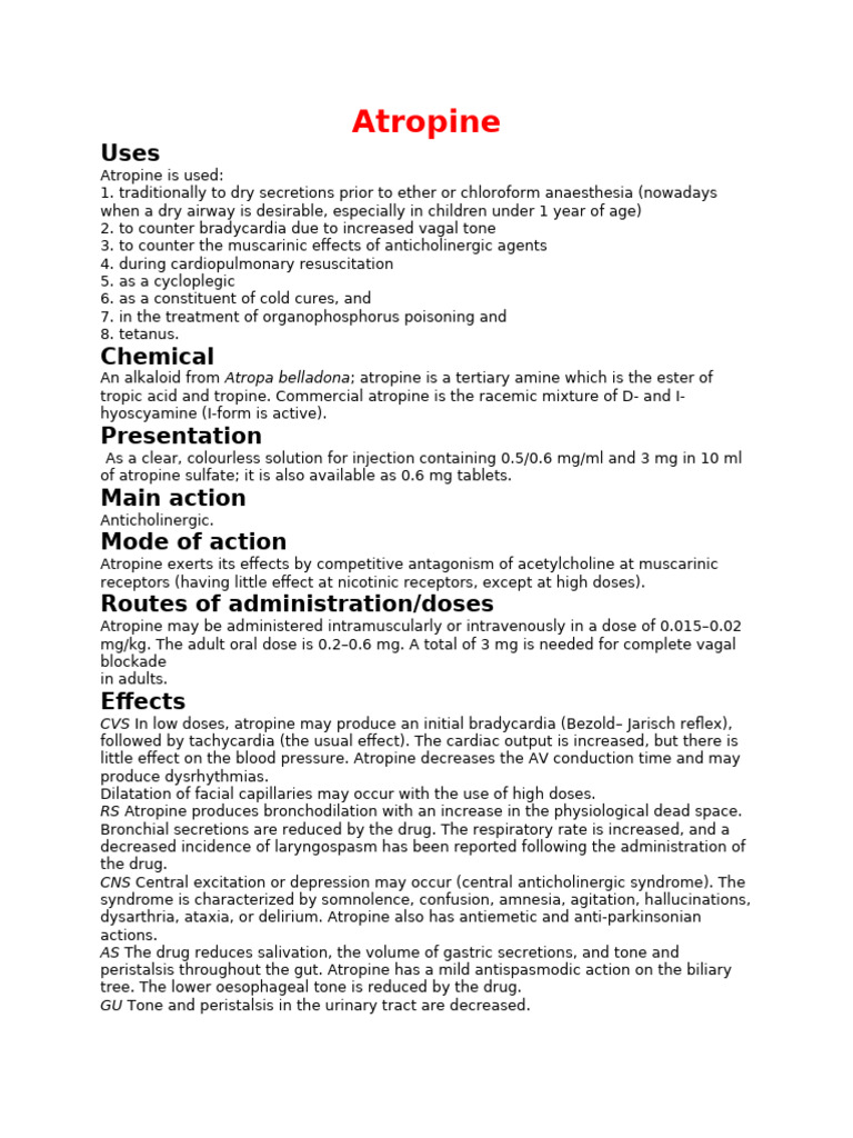 Atropine, Glycopyrronium, Ondansetron Overview | PDF | Pharmacology | Drugs