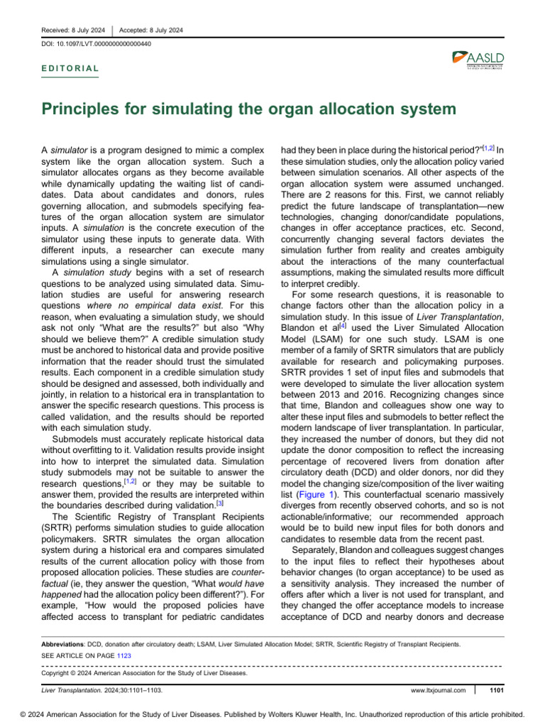 Simulating Organ Allocation Systems | PDF | Organ Transplantation ...