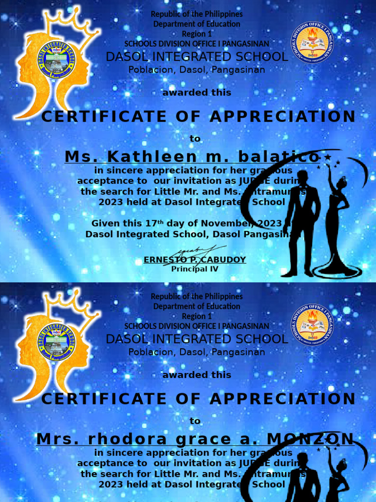 Certificate of Appreciation for Judges | PDF
