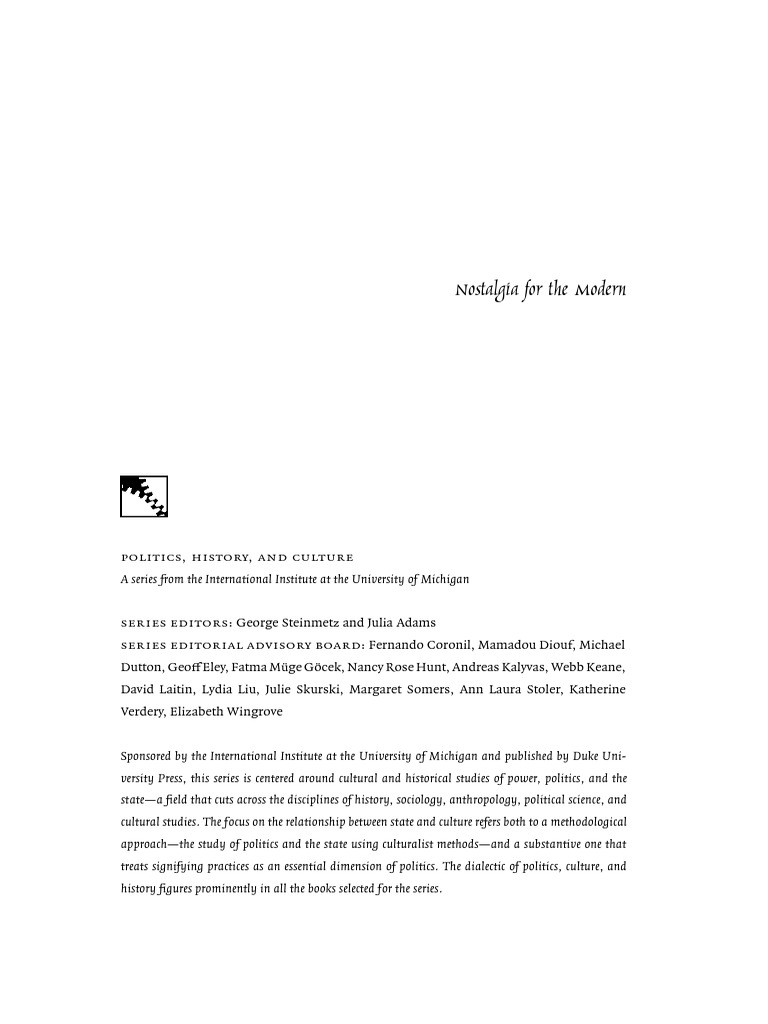Nostalgia For The Modern State Secularism and Everyday Politics in ...
