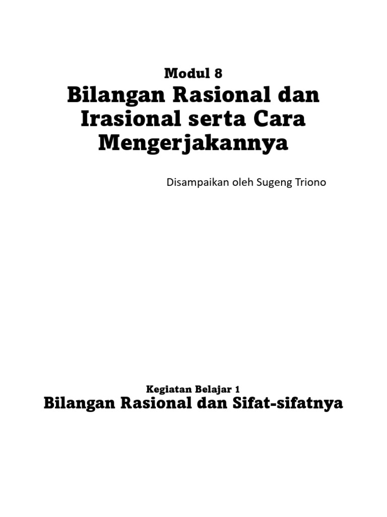 Modul 8 Bilangan Rasional Dan Irasional Serta Cara Mengerjakannya | PDF
