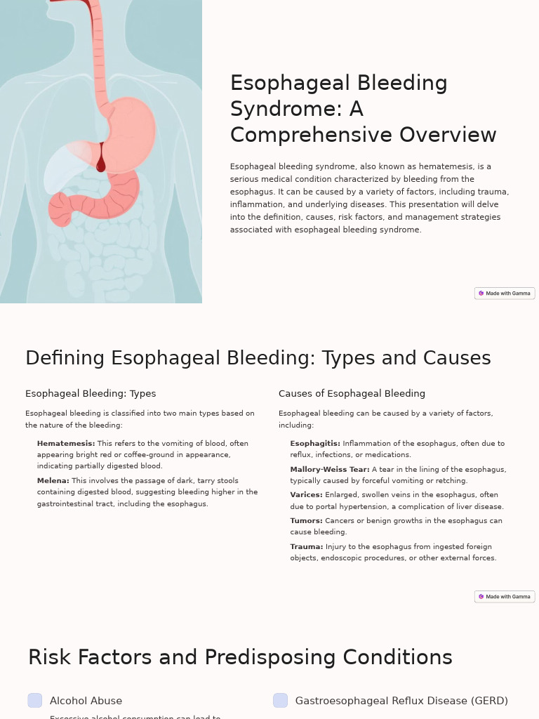 Esophageal Bleeding Syndrome Overview | PDF | Bleeding | Esophagus