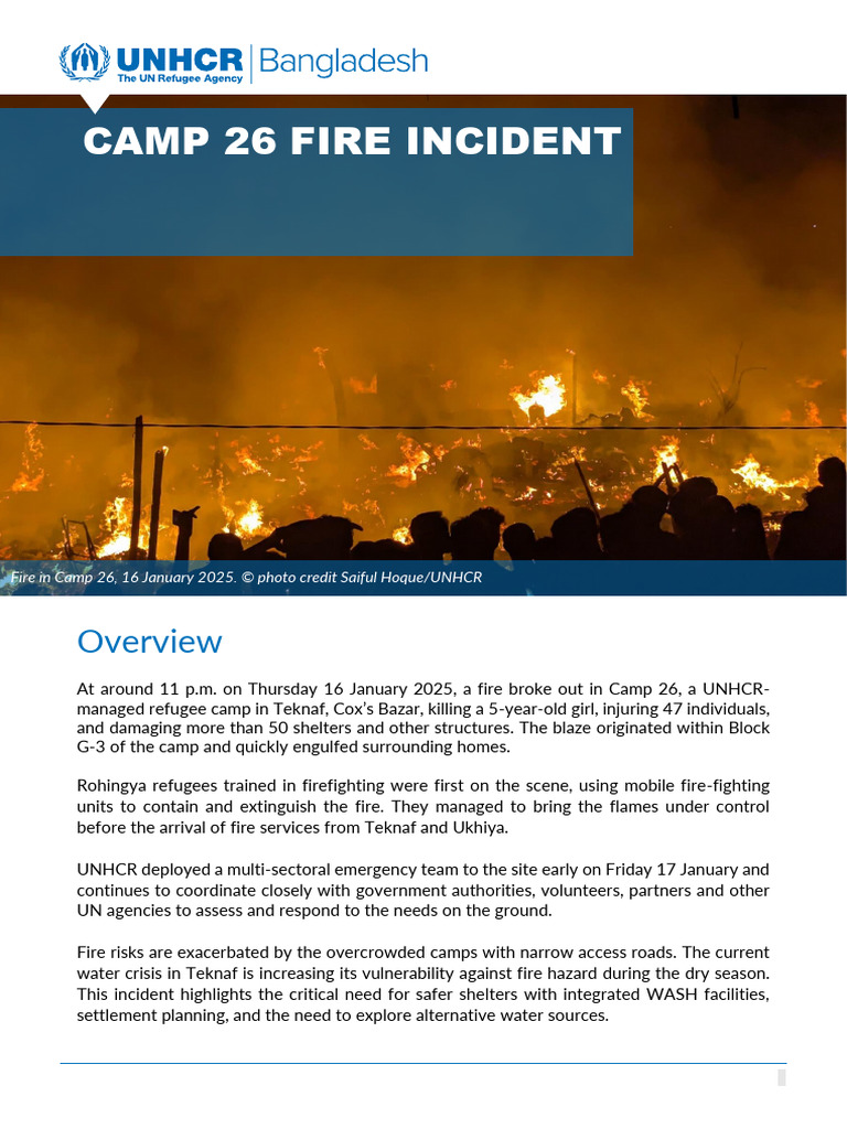 Camp 26 Fire Incident Report 2025 | PDF | United Nations High ...