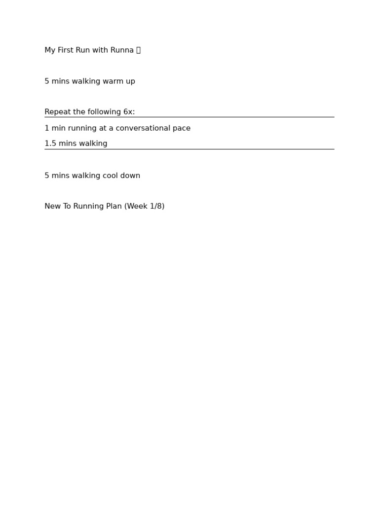 Week 1 Beginner Running Plan | PDF
