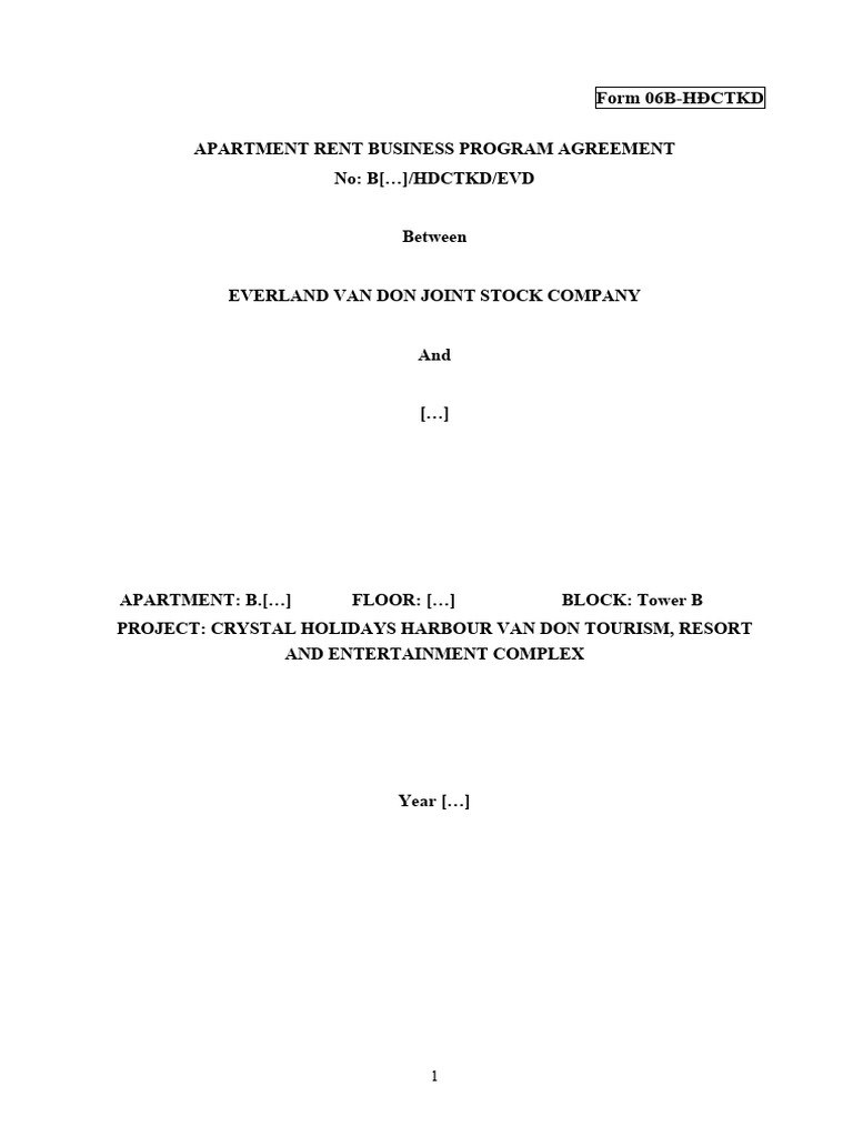 06B-HDCTKD-Apartment Rent Business Program Agreement - Block B | PDF ...